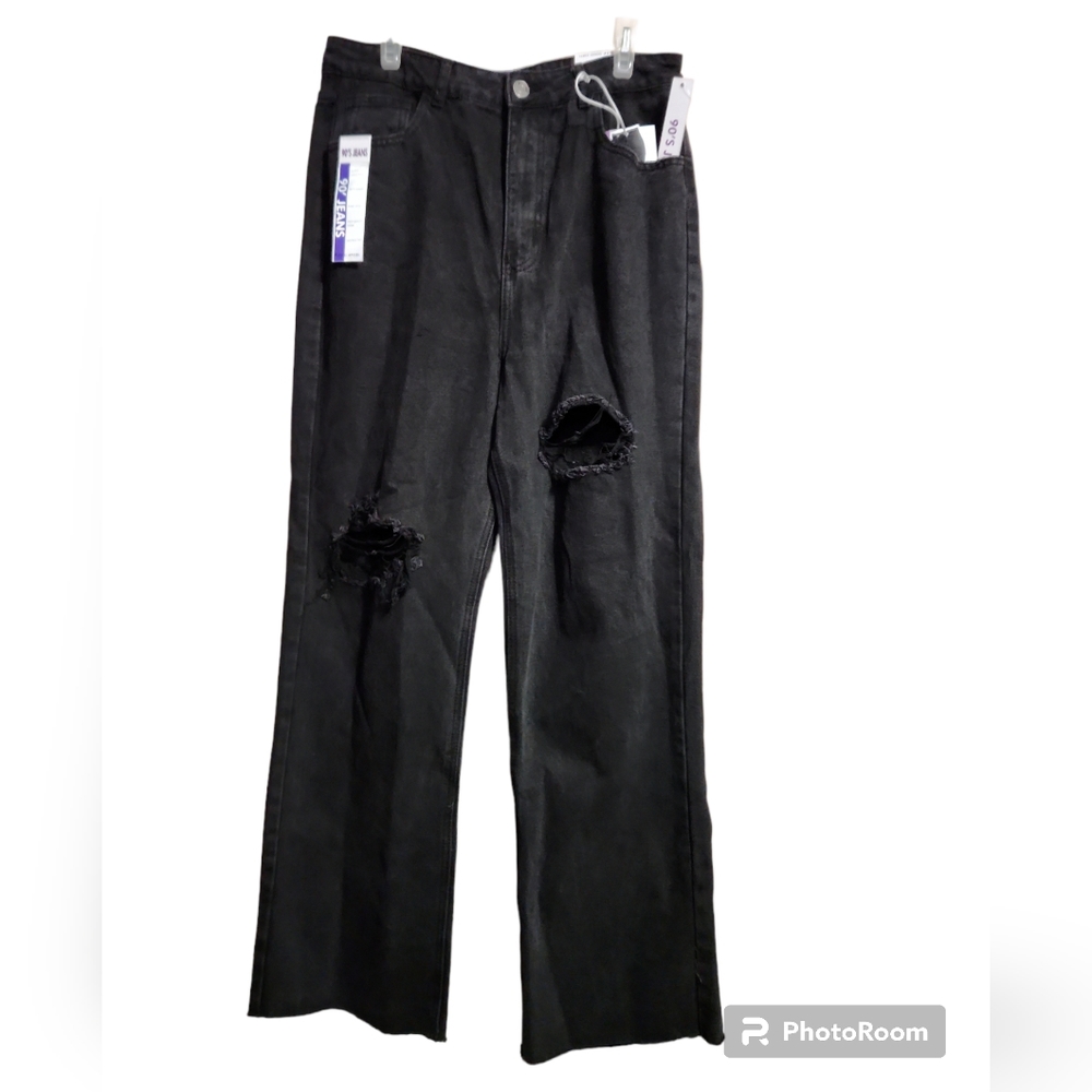 Flying Angel 90's jeans black distressed super high rise jeans size 15/16